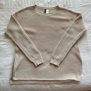 Divided by H&M Beige Cable Knit Crew Neck Sweater Size S